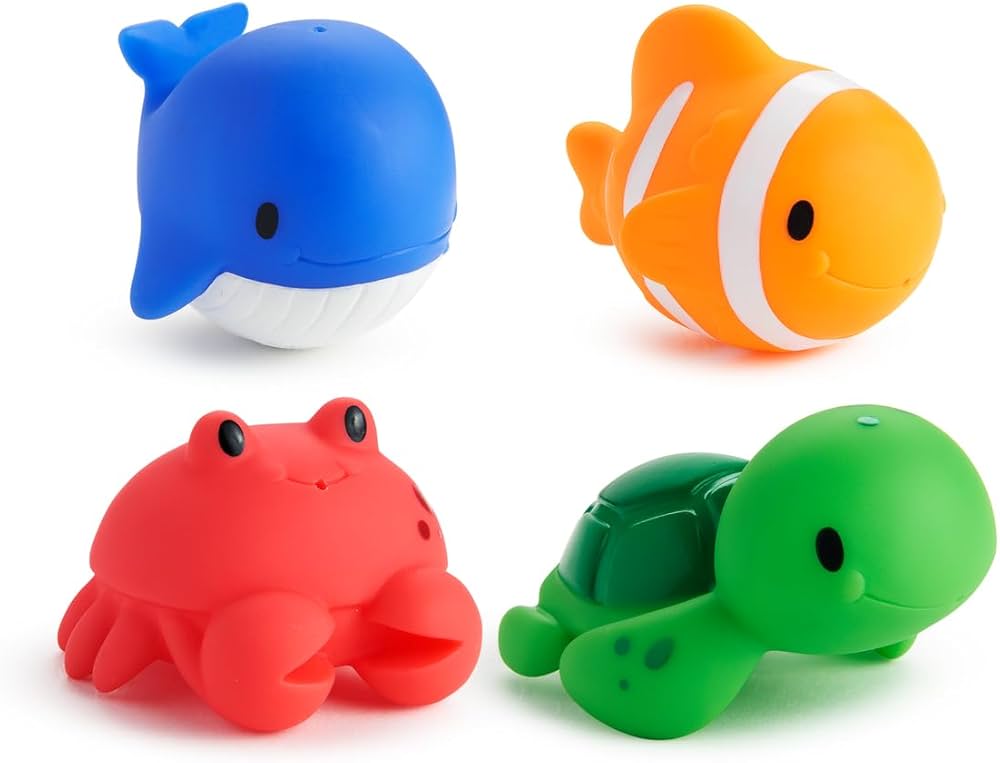 Munchkin Floating Ocean/Farm Animal Rubber Bath Squirt Toys for Baby - 8 Pack Munchkin