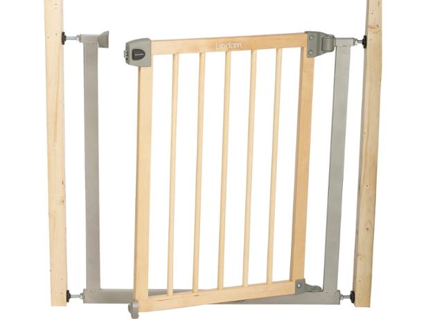 Lindam by Munchkin Sure Shut Deco Pressure Fit Safety Gate, Wood and Metal, 76 - 82 cm Lindam