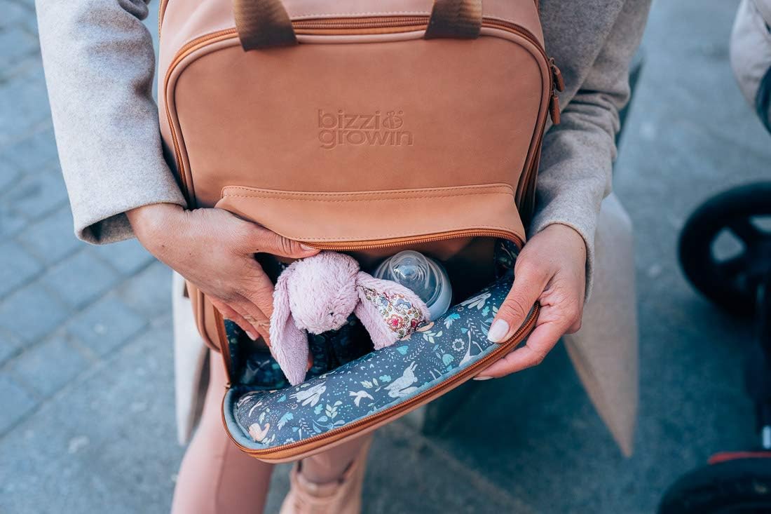 Bizzi Growin Vegan Leather Pod RucPod Porcini - Baby Changing Bag/Crib, One Size Welcome Baby