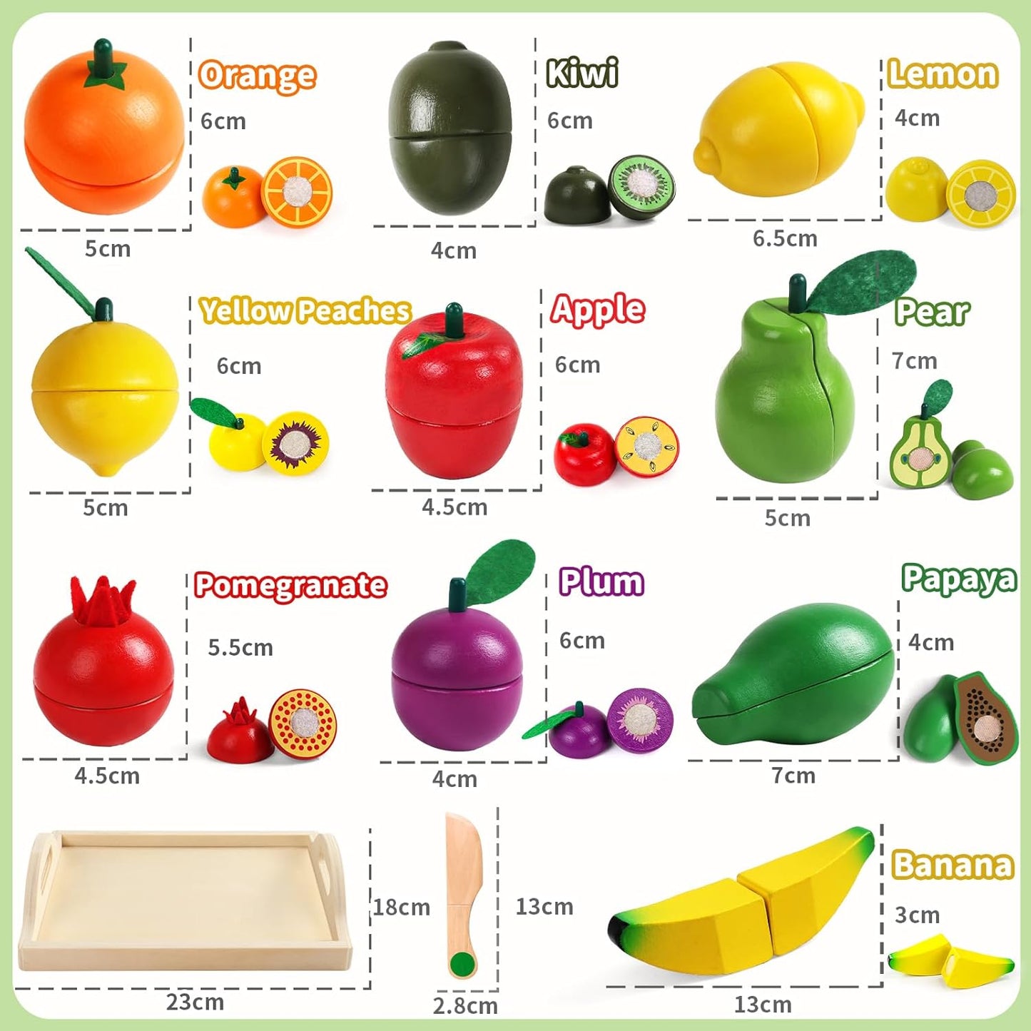 yoptote Wooden Play Food Toddler Toys for 2 yrs+ Fruit & Veg Amz_Mix