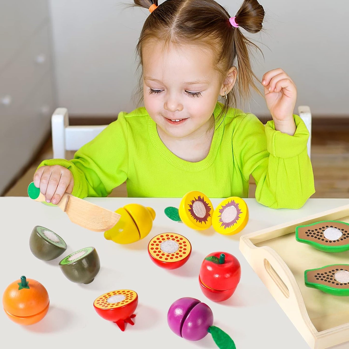 yoptote Wooden Play Food Toddler Toys for 2 yrs+ Fruit & Veg Amz_Mix