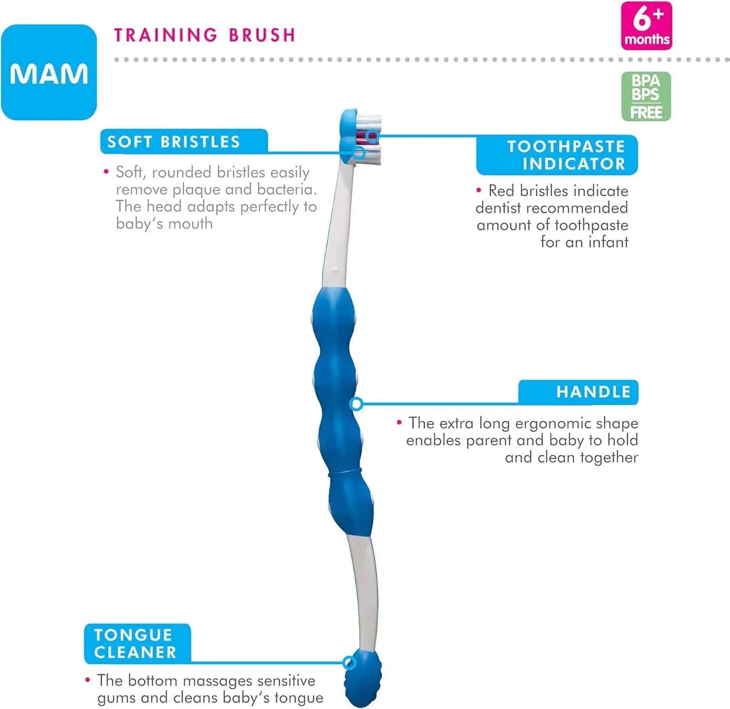 Mam Baby's Brush Toothbrush with Safety Ring, 6 Months + Mam