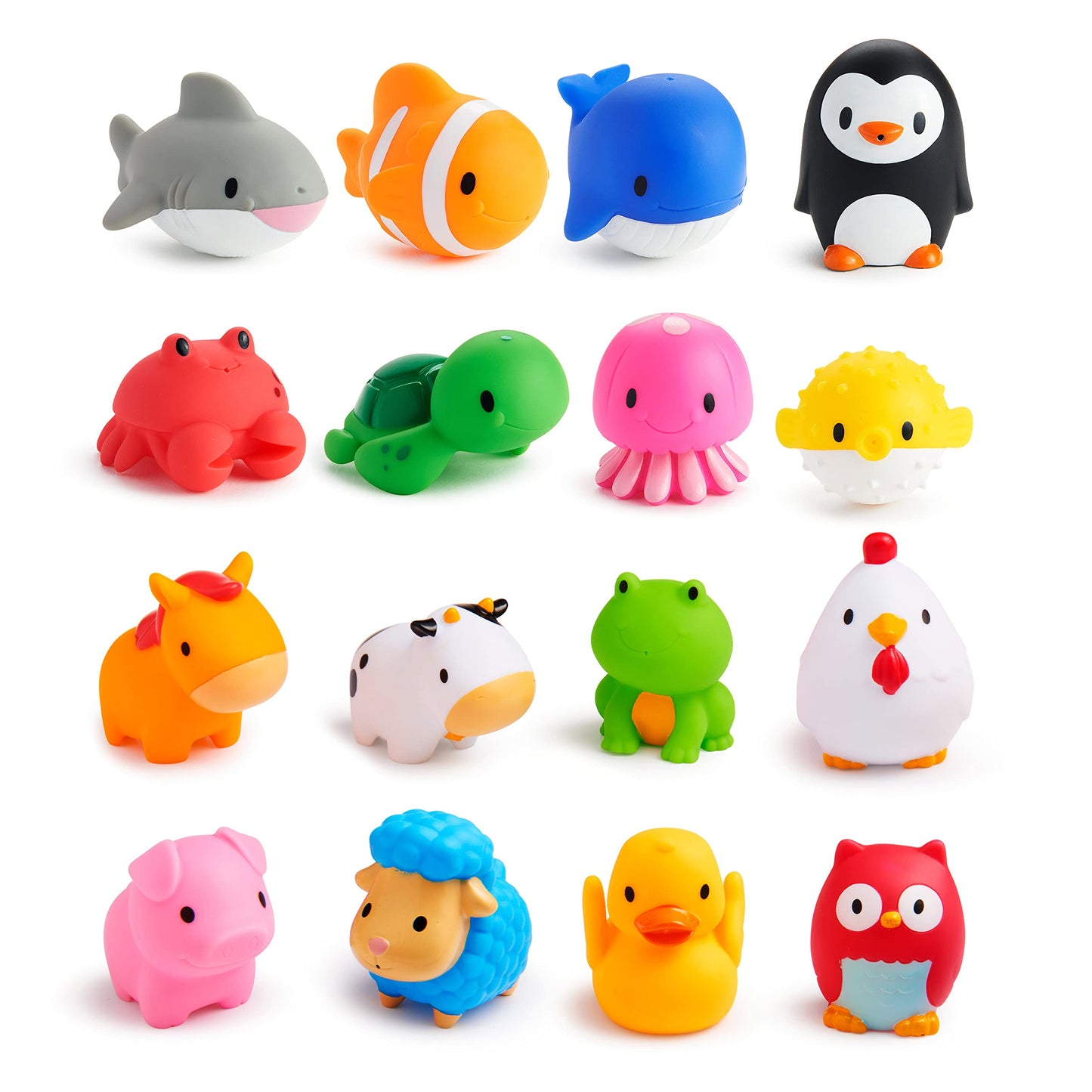 Munchkin Floating Ocean/Farm Animal Rubber Bath Squirt Toys for Baby - 8 Pack Munchkin
