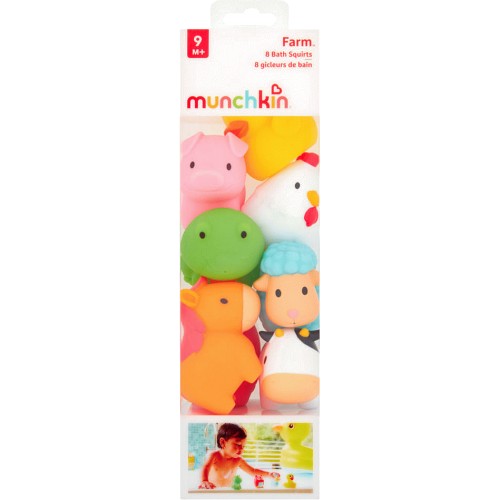 Munchkin Floating Ocean/Farm Animal Rubber Bath Squirt Toys for Baby - 8 Pack Munchkin