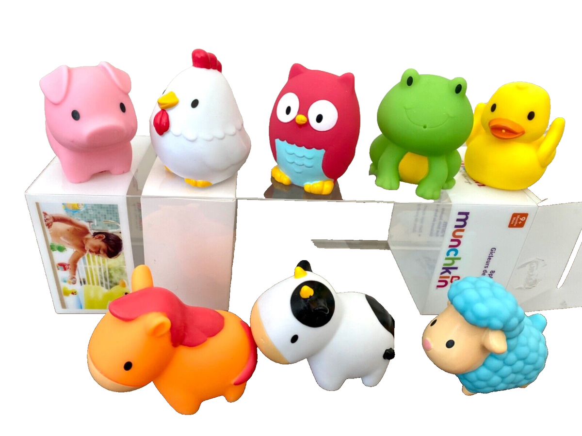 Munchkin Floating Ocean/Farm Animal Rubber Bath Squirt Toys for Baby - 8 Pack Munchkin