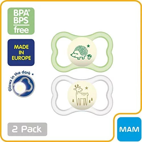 Mam Orthodontic Silicone soothers for 16+ months Air Night 2pcs Mam