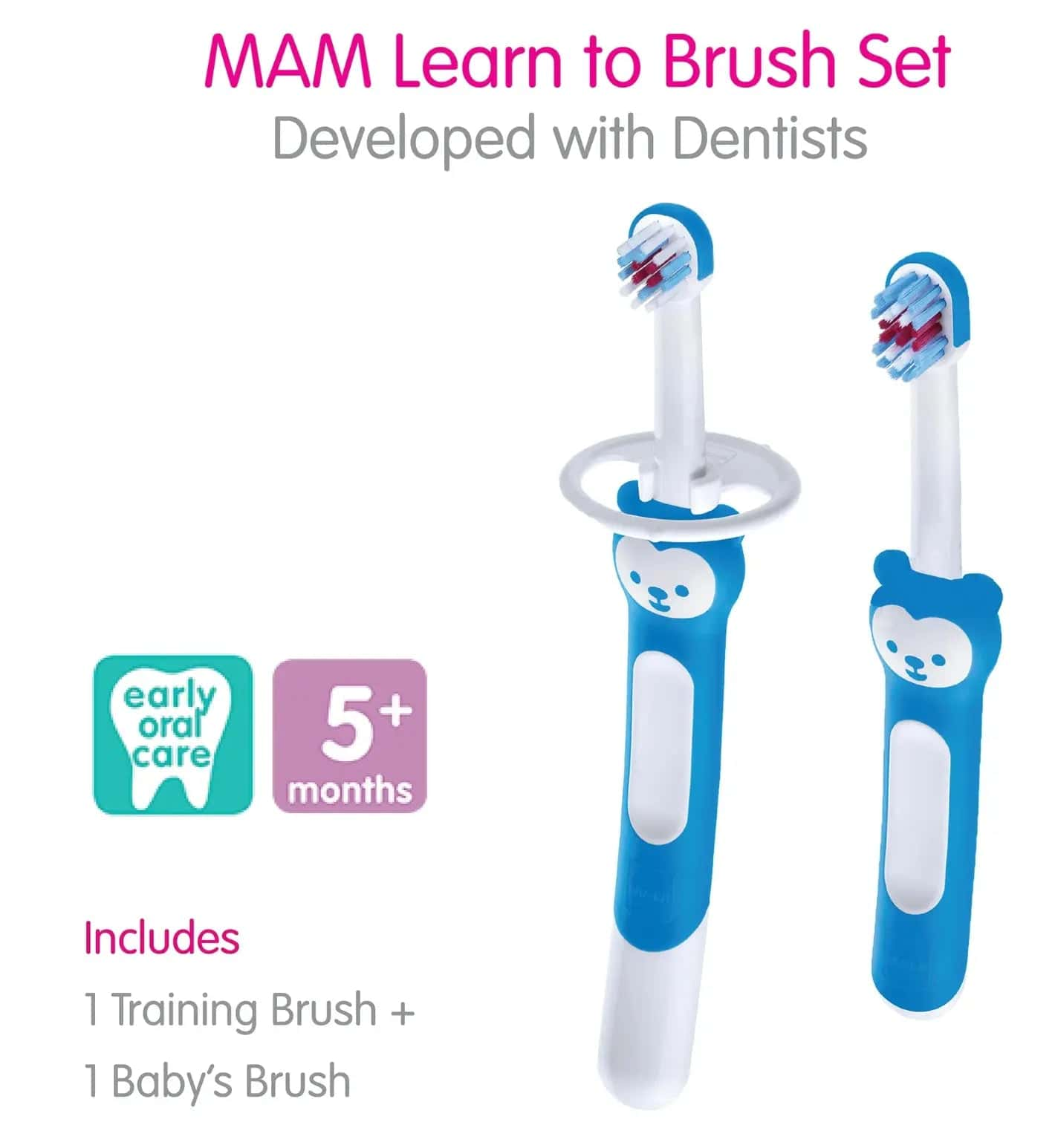 MAM Learn to Brush Set, Baby Training Toothbrush Age 5Months + Mam