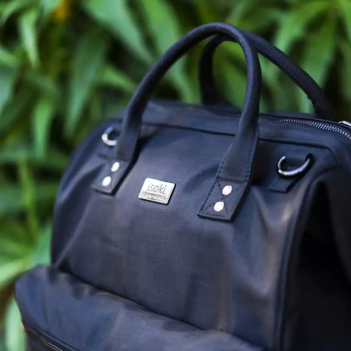 Byron Backpack - Black Nylon Changing Bag Isoki