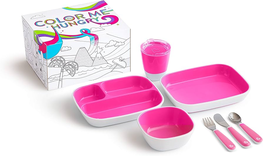 Munchkin Colour Me Hungry Splash 7-Piece Toddler Dining Gift Set. Munchkin