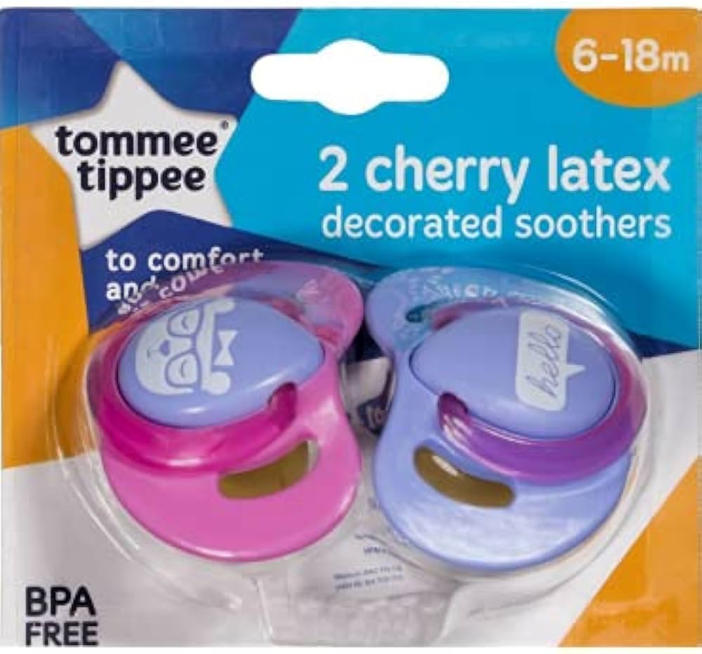 TOMME TIPPEE Essentials Cherry Latex Soother 2 Count 6-18M Assorted Welcome Baby