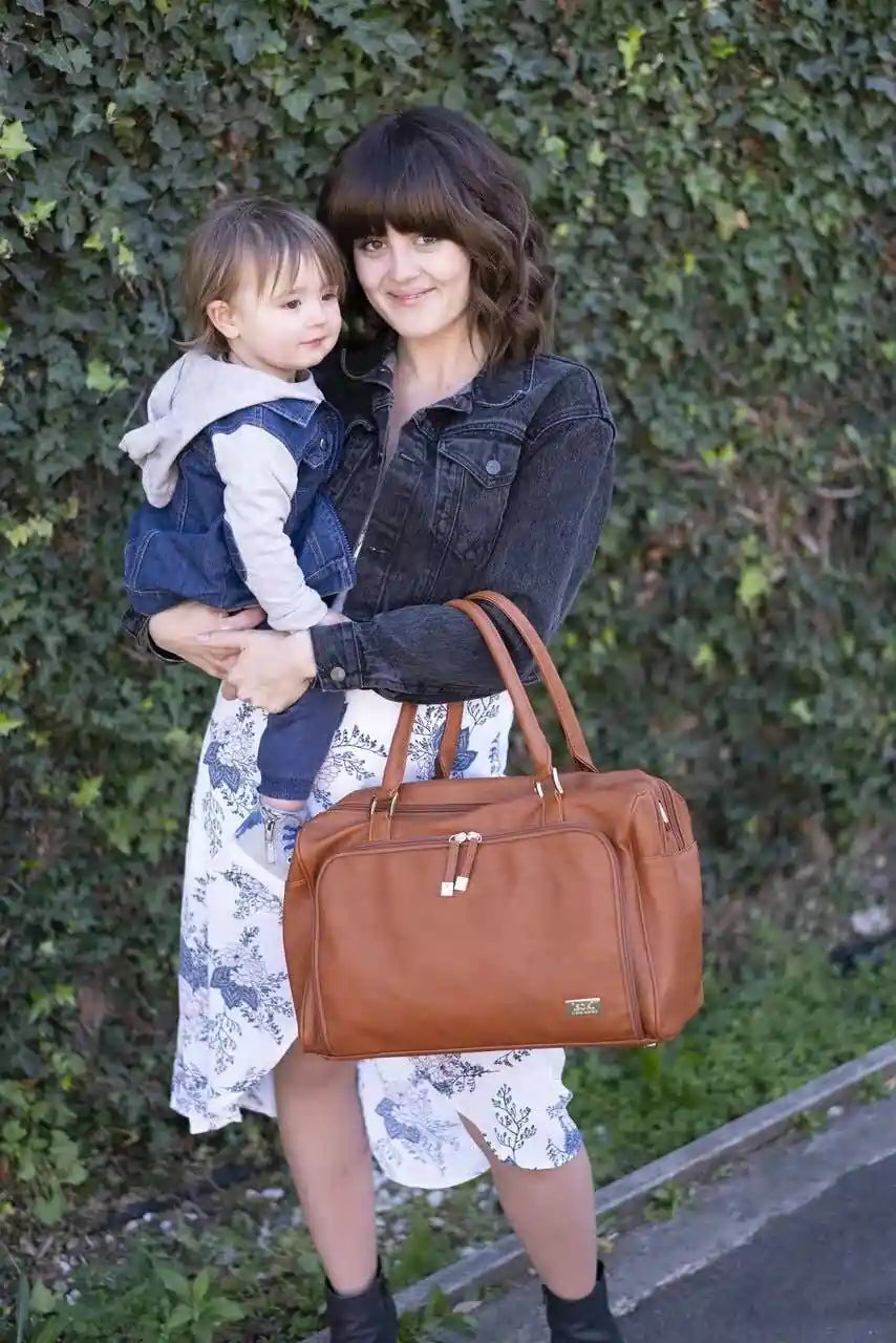 Double Zip Satchel Changing Bag Redwood Isoki