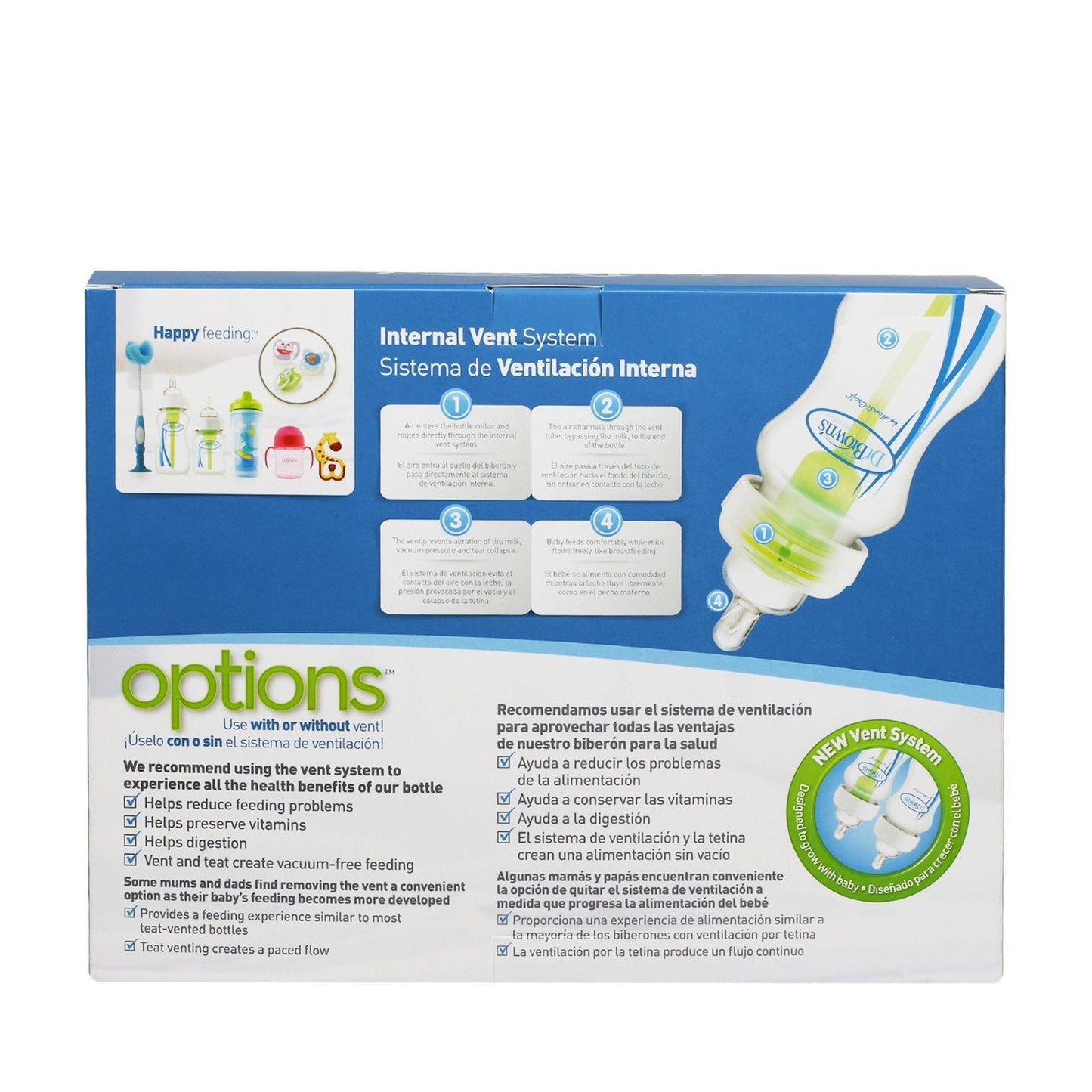 Dr Brown's Options Plus 270ml Twin Pack Reduced Colic Milk Bottles Dr Browns