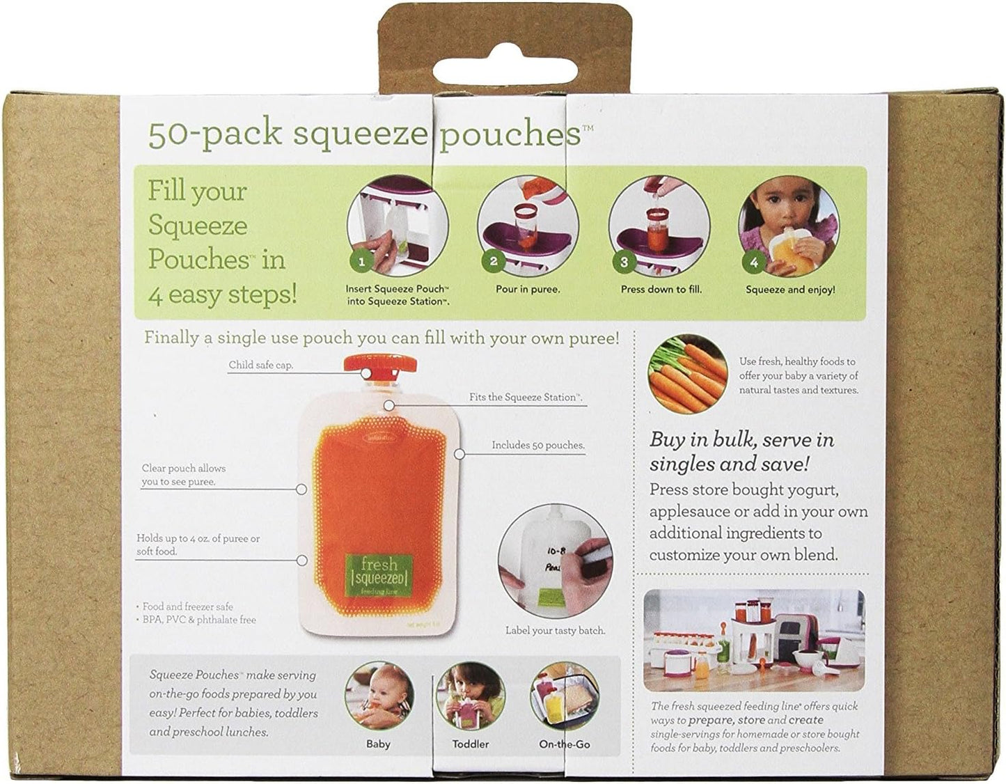 Infantino Squeeze Pouches, 4-Fl Oz, 50 count Infantino
