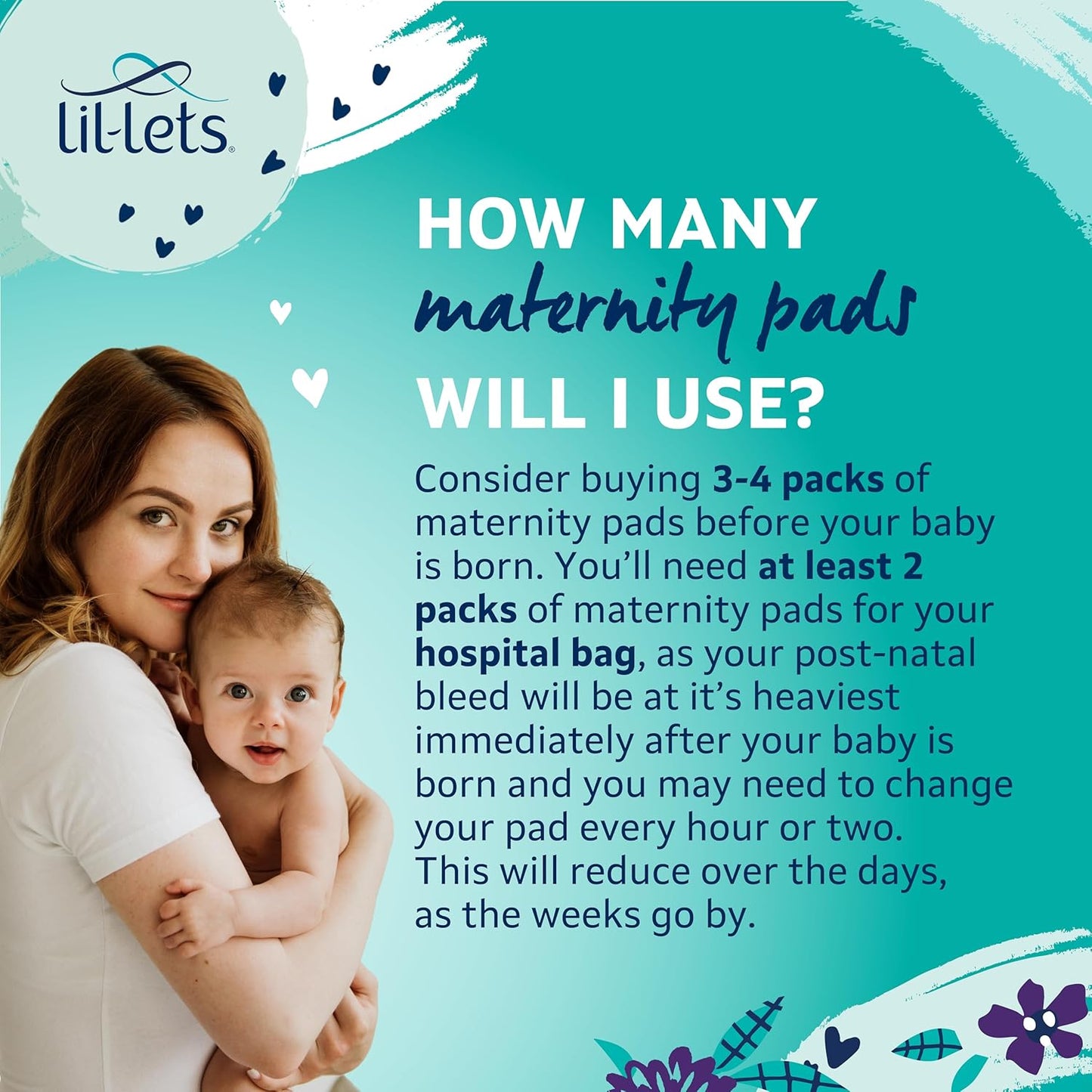Lil-Lets Maternity Pads, Extra Long Maxi Thick Towels X 30, With Wings, 3 Packs of 10 Lil-Lets