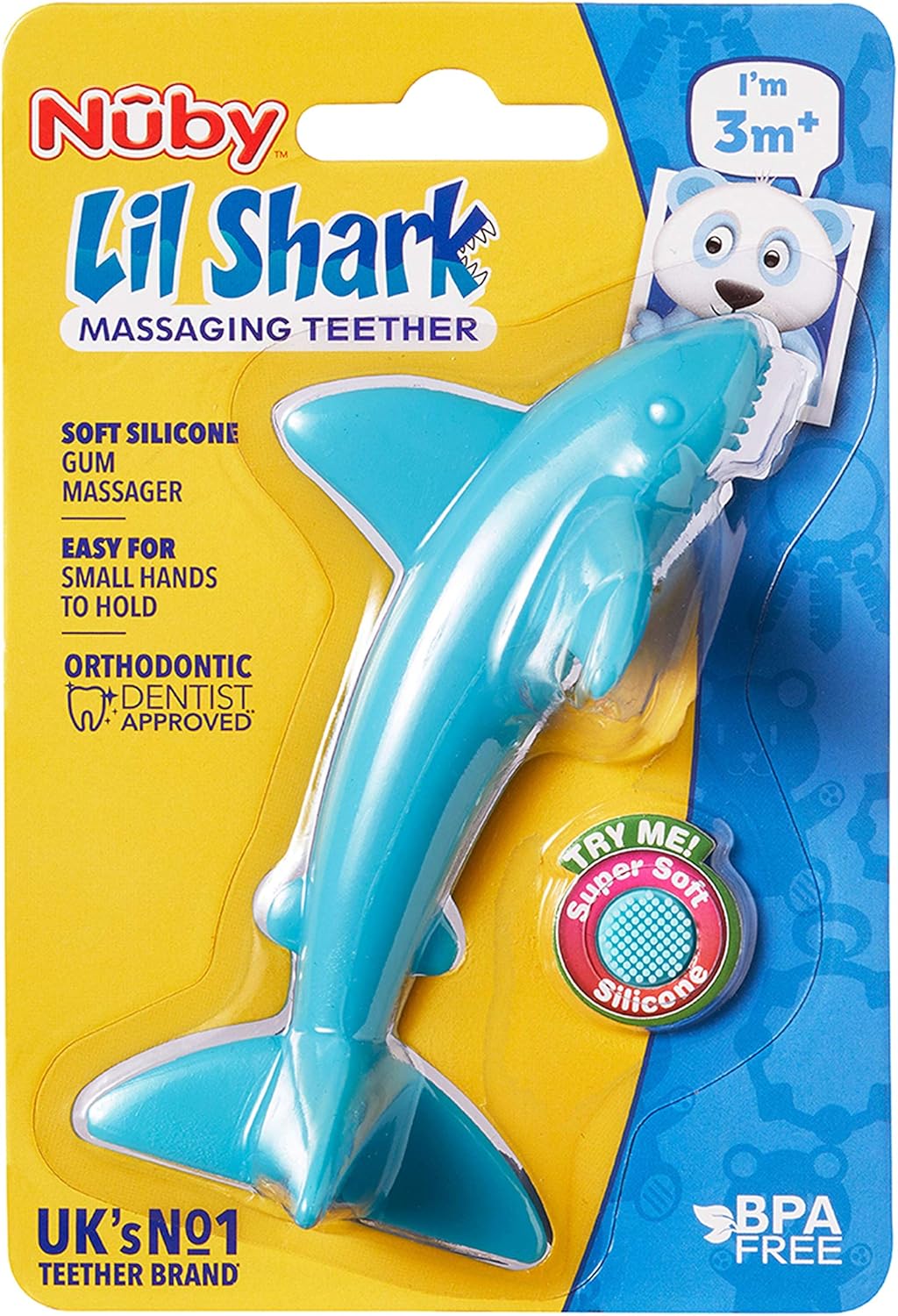 Nuby Shark Massaging Teething Toy for Babies, Blue Nuby