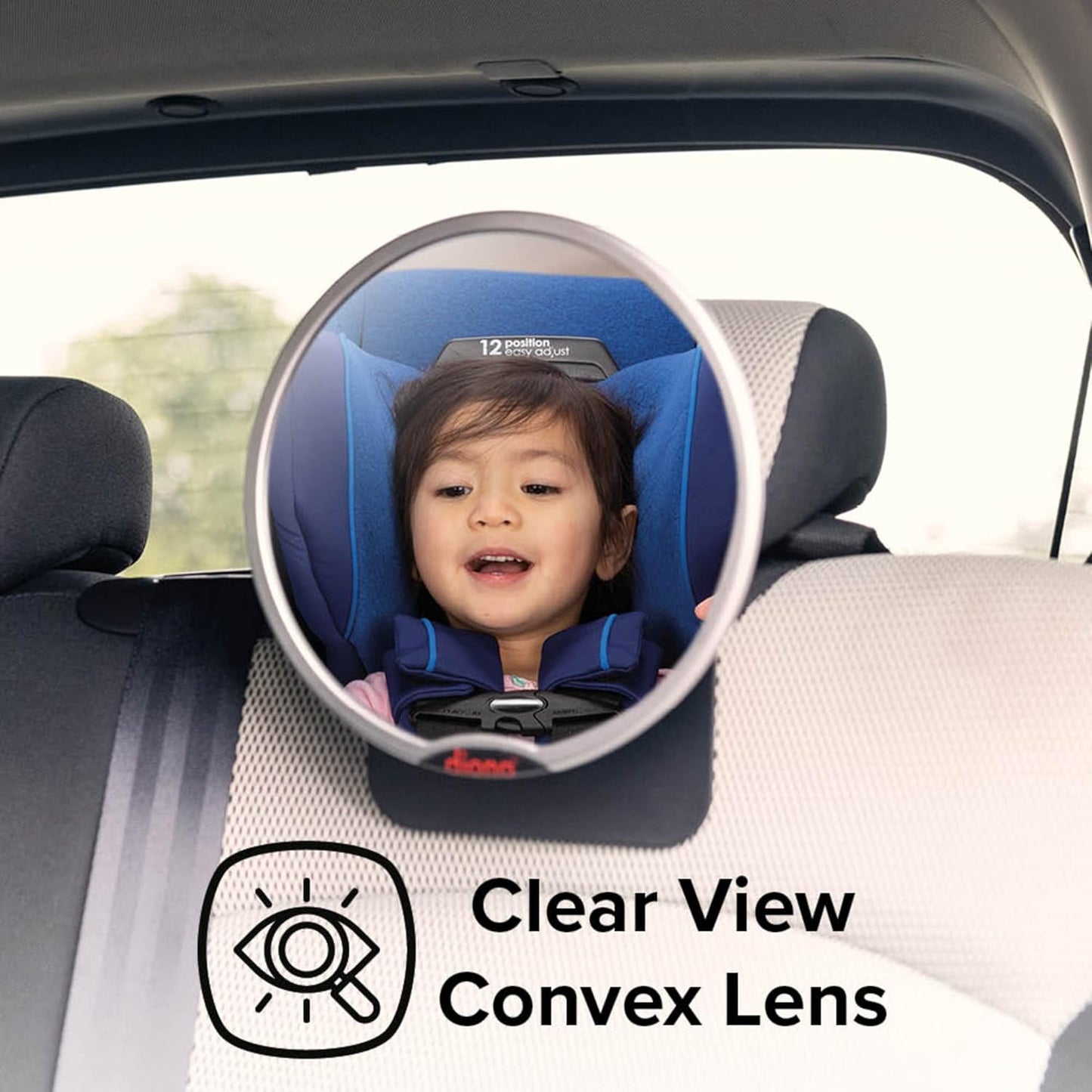Diono Easy View™ Baby Car Mirror, Safety Car Seat Mirror for Rear facing Infant, Fully Adjustable With 360° Diono