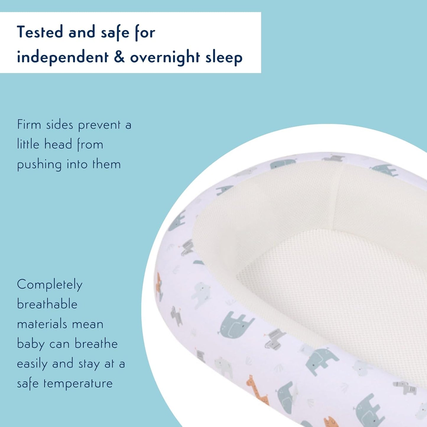Purflo Sleeptight Baby Bed – Breathable & Portable Infant Lounger, Animal Safari Print Purflo