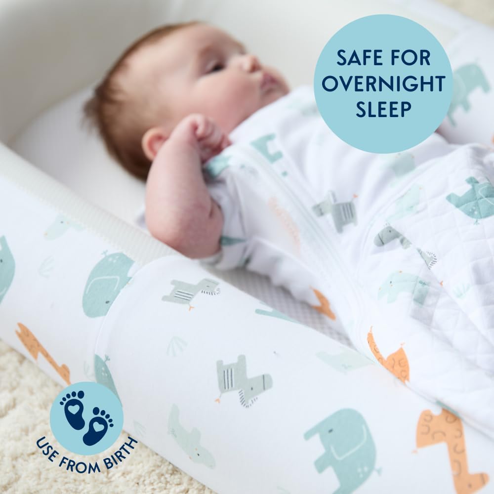Purflo Sleeptight Baby Bed – Breathable & Portable Infant Lounger, Animal Safari Print Purflo