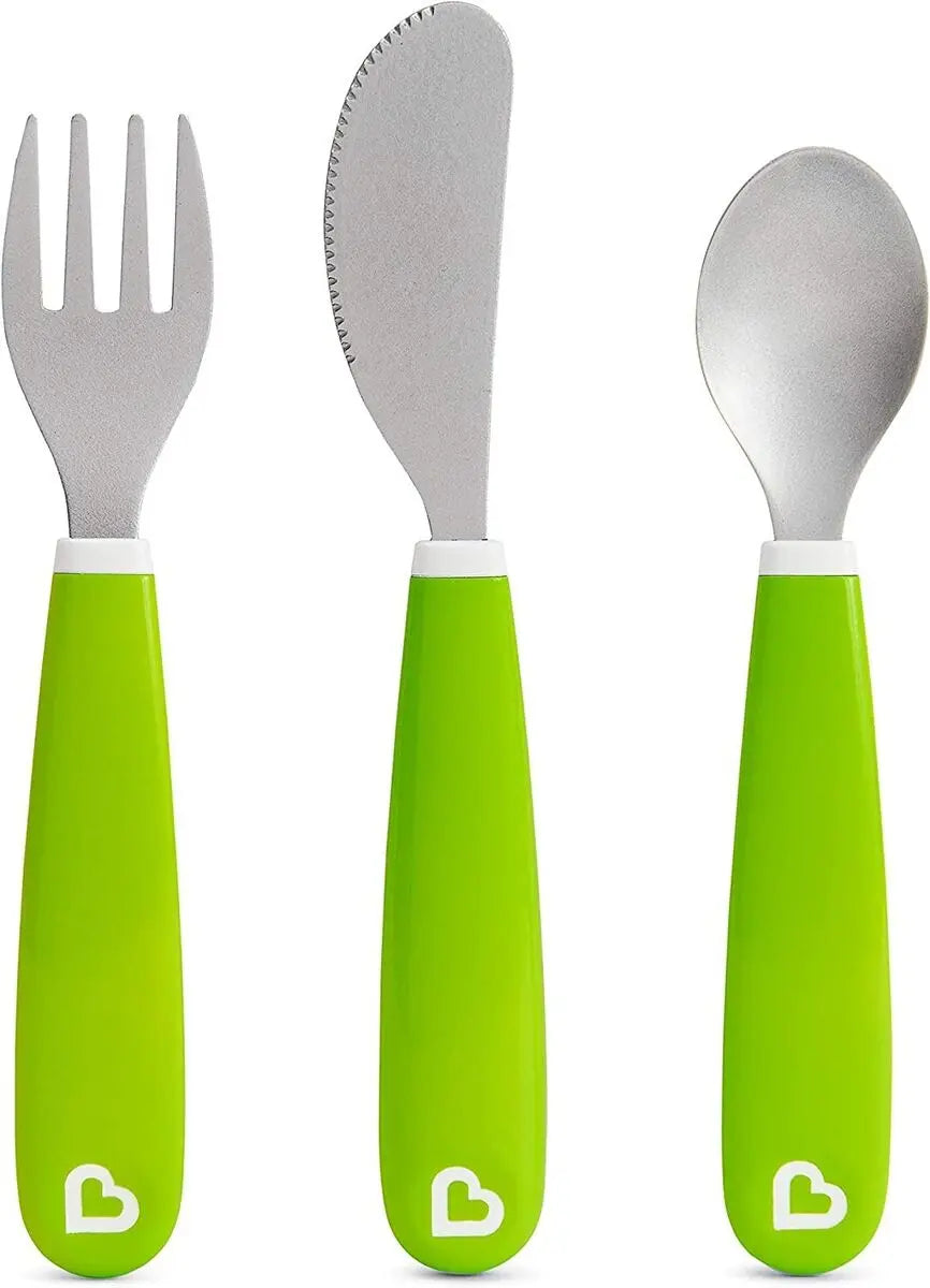 Munchkin Splash Toddler Cutlery Set (Fork, Knife & Spoon), Green Munchkin