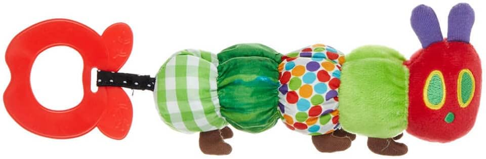 Rainbow Designs Very Hungry Caterpillar Teether Rattle – Soft Baby Sensory Teether Toy Welcome Baby
