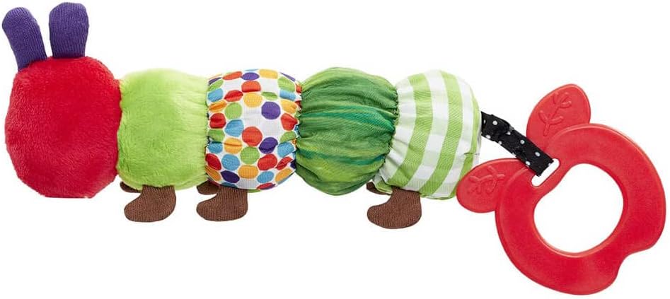Rainbow Designs Very Hungry Caterpillar Teether Rattle – Soft Baby Sensory Teether Toy Welcome Baby