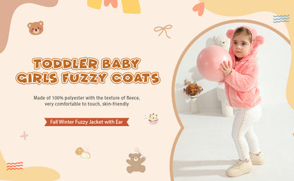 Baby Boys Girls Fleece Jackets with Hood Zip Up Cute Bear Coats Fall Winter Warm Fuzzy Jacket with Ear Newborn Outwear for Toddler Infant Boys Girls 0-6 6-12 12-18 18-24 Months 2T 3T Welcome Baby
