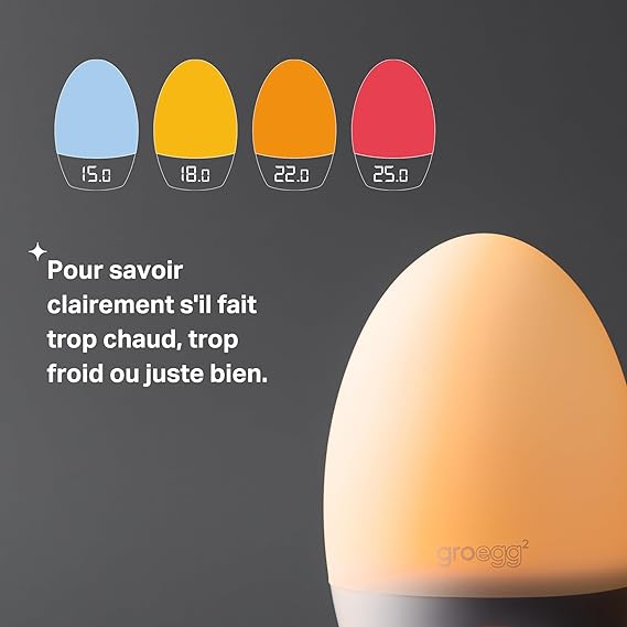 Tommee Tippee GroEgg2, Toddler Nightlight, LED Colour-Changing with Digital Room Temperature Display for Safer Sleep, Adjustable Brightness, Silicone Shell, USB Rechargeable Welcome Baby