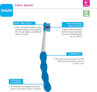 Mam Baby's Brush Toothbrush with Safety Ring, 6 Months +