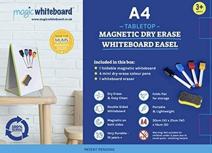 Magic Whiteboard Easel for Kids - A4 Foldable Kids Easel Double Sided Magic White Board