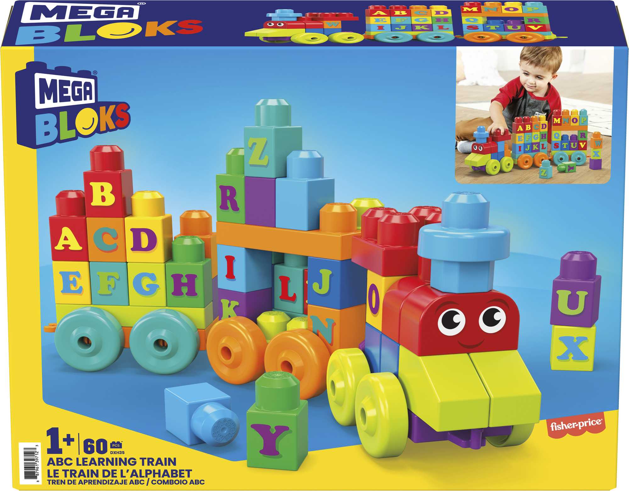 Mega Bloks ABC Learning Train Educational Building Blocks for Toddler ...