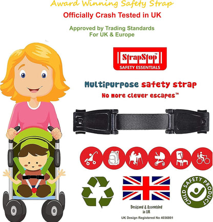 STRAP STOP Anti Escape Car Seat Strap — UK Made, Crash Tested, ECE R44-04 & R129 -BLUE Strap Stop