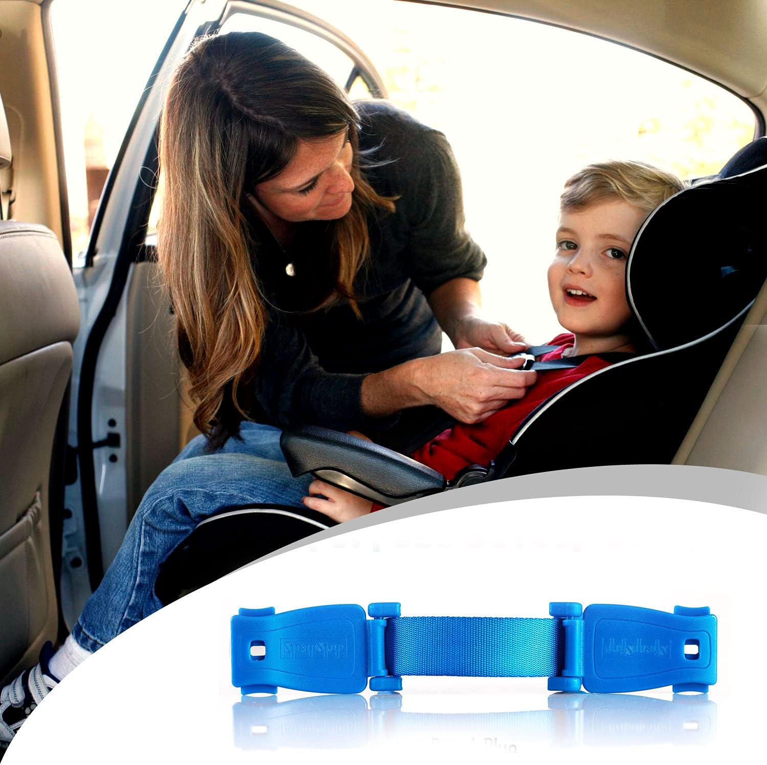 STRAP STOP Anti Escape Car Seat Strap — UK Made, Crash Tested, ECE R44-04 & R129 -BLUE Strap Stop