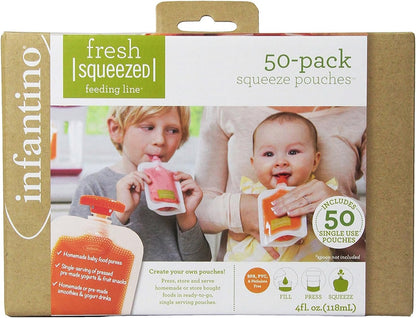 Infantino Squeeze Pouches, 4-Fl Oz, 50 count