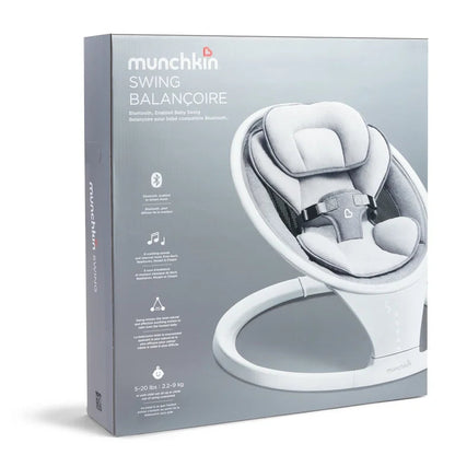 Munchkin Bluetooth Enabled Lightweight Baby Swing with remote control.