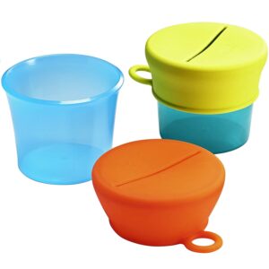 Boon Snug Snack Stretchy Silicone Lids And Containers Spill Proof For Babies