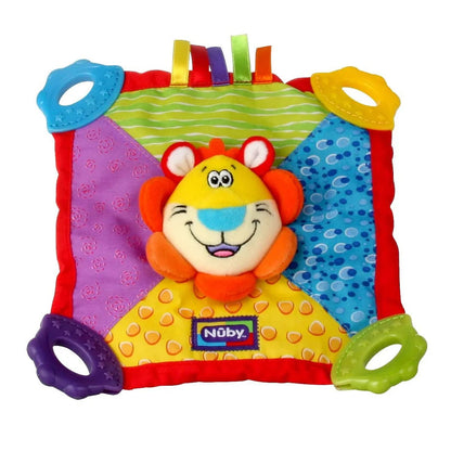 Nuby Teething Blankie Characters May Vary, Red/Yellow/Green/Orange/Blue, 1 Count