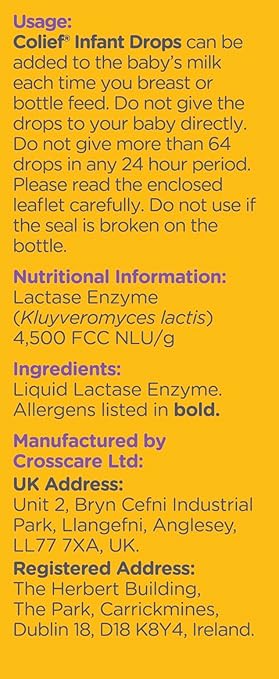 Colief Infant Drops | Lactase Enzyme Drops Reduces Bloating, Wind and Crying | (15ml) Welcome Baby