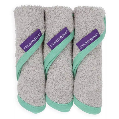 ClevaMama Bamboo Baby Washcloths - Set of 3 - Grey - Extra Soft, Machine Wash
