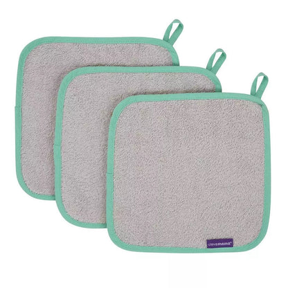 ClevaMama Bamboo Baby Washcloths - Set of 3 - Grey - Extra Soft, Machine Wash