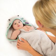 Soft cotton Apron Baby Bath Towel - Grey/Mint